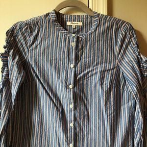 Madewell striped ruffle sleeve blouse